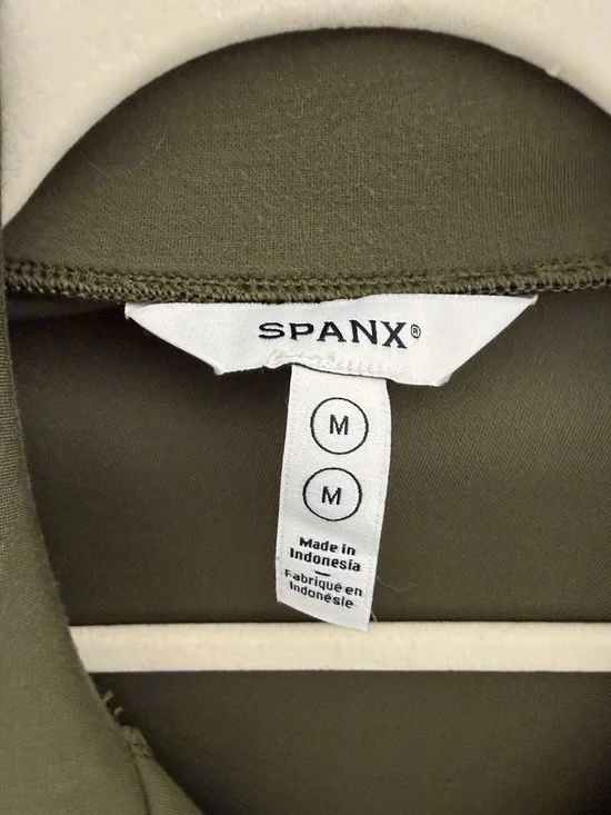 Olive Green Full-Zip Jacket and wide leg pants with Black Accents - Picture 2 of 6